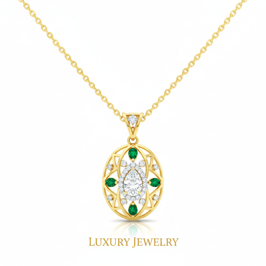 18K gold chain necklace with pendant